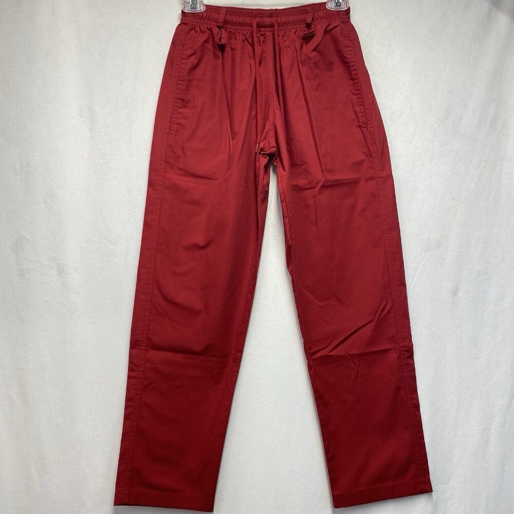 S.C.R.U.B.S. Drawstring Mid-Rise Straight Leg Pants Women Sz XXS Petite Red New